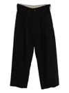 Ziggy Chen Striped Cropped Trousers In Black
