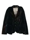 Ziggy Chen Gathered Velvet Blazer In Blue