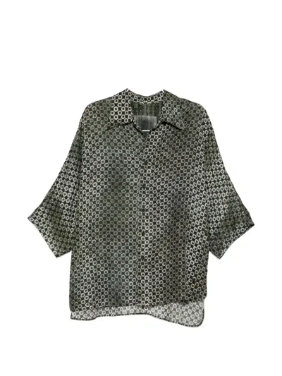 Ziggy Chen Geometric-print Short-sleeve Shirt In Gray