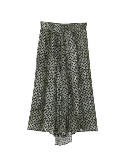 Ziggy Chen Geometric-print Wide-leg Trousers In Gray