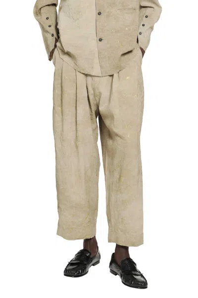 Ziggy Chen Gold Leaf Trousers In Green