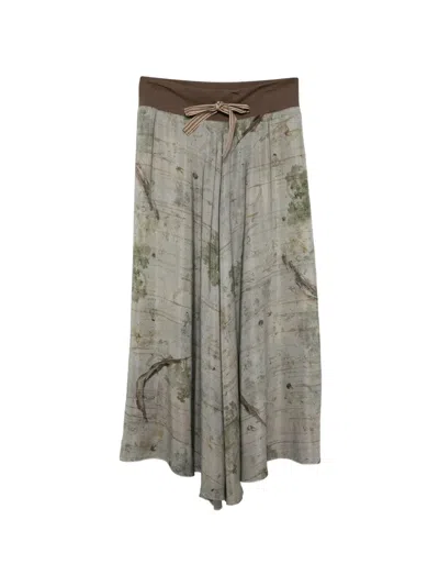 Ziggy Chen Graphic-print Maxi Skirt In Gray