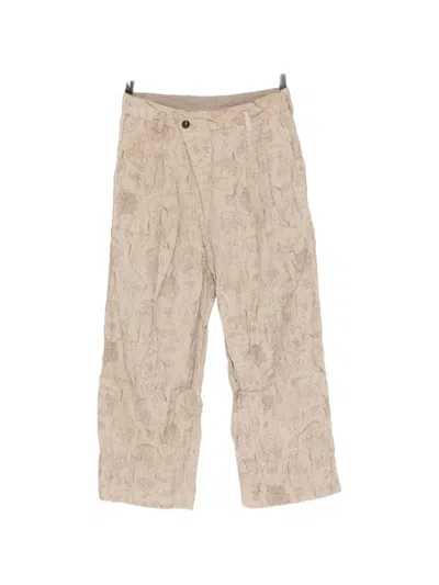 Ziggy Chen Graphic-print Pleated Trousers In Neutral