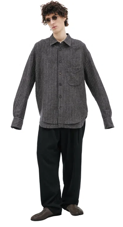 Ziggy Chen Graphite Wool & Linen Shirt In Gray