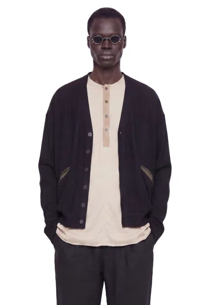 Ziggy Chen Henley Neck Gathered T-shirt In Blue