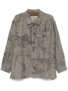 Ziggy Chen Herringbone-pattern Shirt In Grey