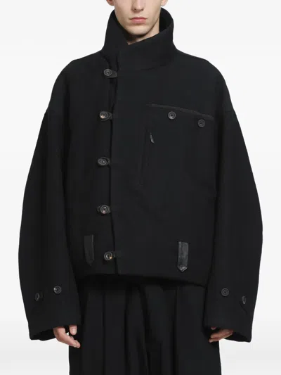 Ziggy Chen Hidden Arc Asymmetric Jacket In Black