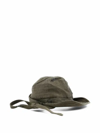 Ziggy Chen Hybrid Distressed-effect Bucket Hat In Green