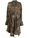 Ziggy Chen Irratic Fold Collage Shirtdress In Brown