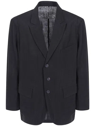Ziggy Chen Puppytooth Three Button Blazer In Black