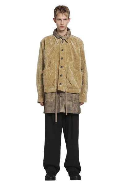 Ziggy Chen Layered Velvet Jacket In Brown