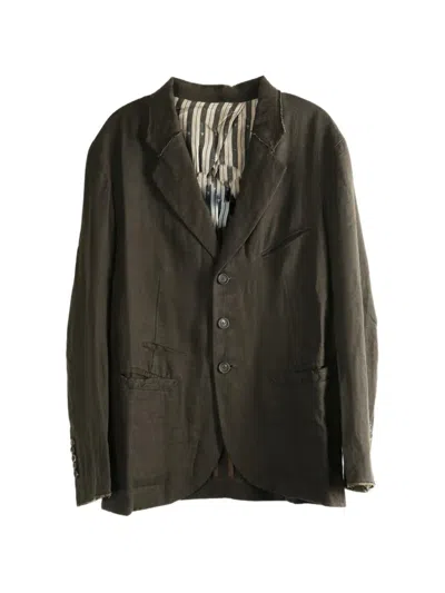 Ziggy Chen Linen Blazer In Green