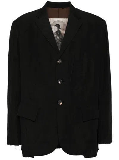 Ziggy Chen Single-breasted Linen Blazer In Black