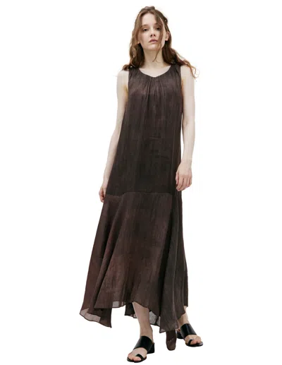 Ziggy Chen Linen Maxi Dress In Brown