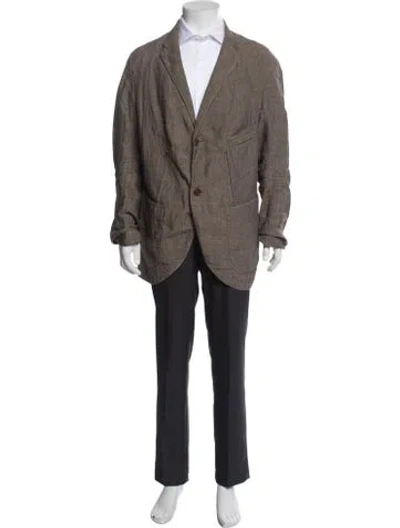 Pre-owned Ziggy Chen Linen Patterned Shirt In Brown
