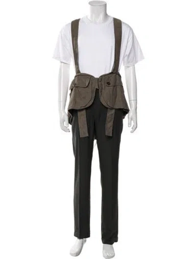 Pre-owned Ziggy Chen Linen Plaid Print Suit Vest In Neutrals