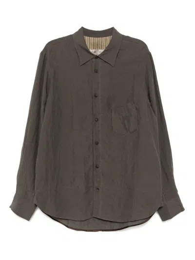 Ziggy Chen Linen Shirt In Brown