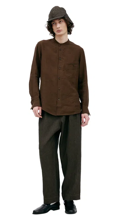 Ziggy Chen Linen Shirt In Brown