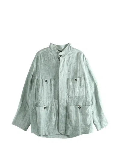 Ziggy Chen Linen Shirt Jacket In Green
