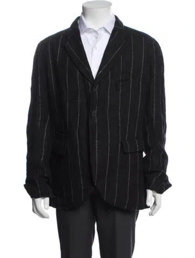 Pre-owned Ziggy Chen Linen Striped Blazer In Black