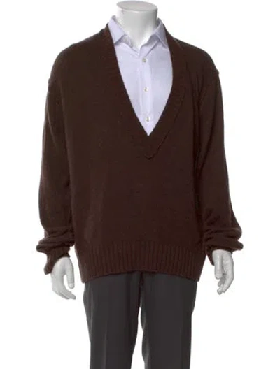 Pre-owned Ziggy Chen Linen V-neck Cardigan W/ Tags In Brown