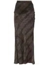 Ziggy Chen Long Silk Blend Skirt In Grey