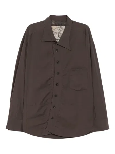 Ziggy Chen Long-sleeve Shirt In Brown