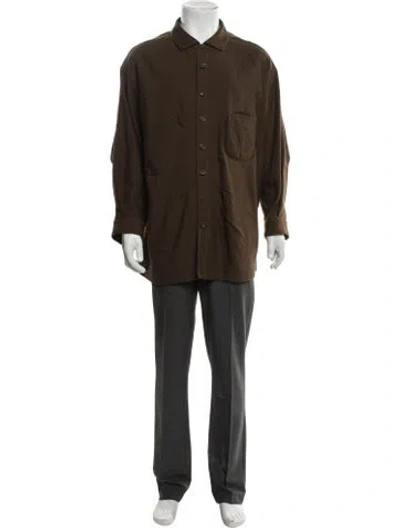 Pre-owned Ziggy Chen Long Sleeve Shirt W/ Tags In Brown