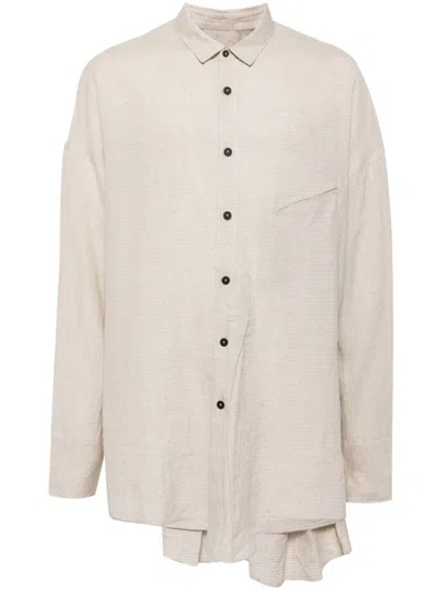 Ziggy Chen Long-sleeves Check Shirt In Brown