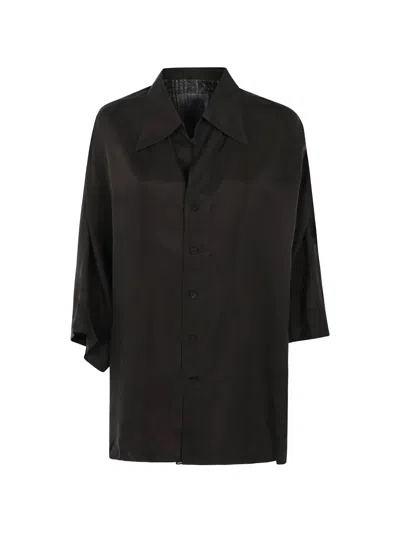 Ziggy Chen Short Sleeves Back Gathered Shirt In White