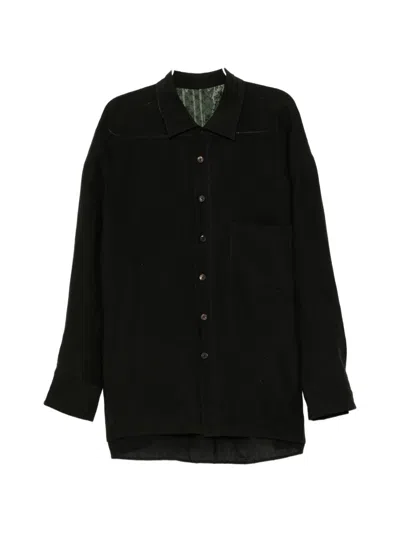 Ziggy Chen Long-sleeve Button-up Shirt In Black