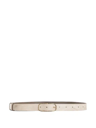 Ziggy Chen Oval-buckle Leather Belt In Metallic