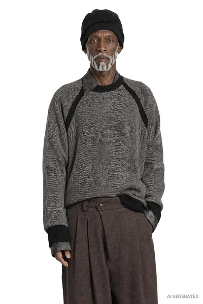 Ziggy Chen Oversized Raglan Sweataer In Gray