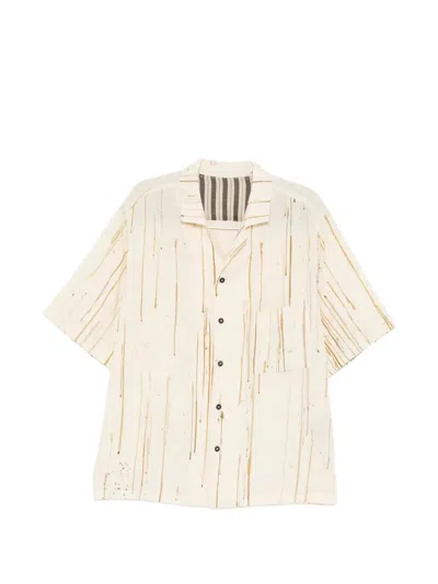 Ziggy Chen Paint-drip Camp-collar Shirt In Neutral