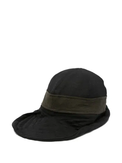 Ziggy Chen Panelled Contrast-trim Hat In Black