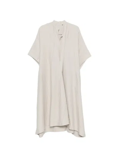 Ziggy Chen Panelled Short-sleeve Midi Dress In Neutral