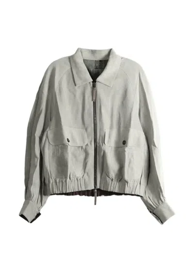 Ziggy Chen Panelled-design Button-pocket Jacket In Gray