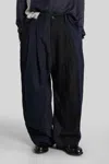 Ziggy Chen Pants In Blue Linen In Blue