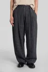 Ziggy Chen Pants In Blue Linen In Black