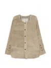 Ziggy Chen Patchwork Collarless Shirt In Neutral