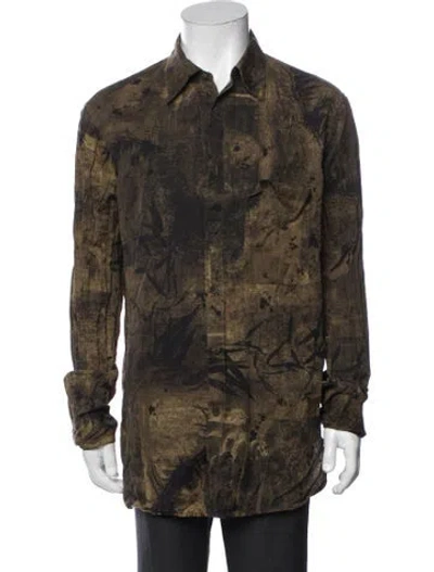 Pre-owned Ziggy Chen Patterned Long Sleeve Shirt In Green
