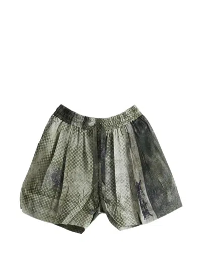 ZIGGY CHEN PATTERNED SILK SHORTS