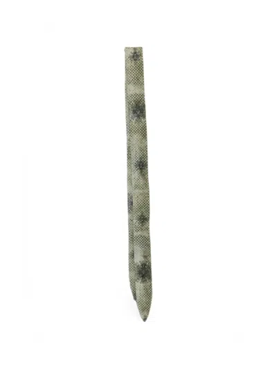 Ziggy Chen Patterned Skinny Scarf In Green