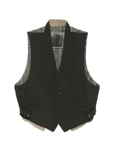 Ziggy Chen Patterned-back Waistcoat In Green