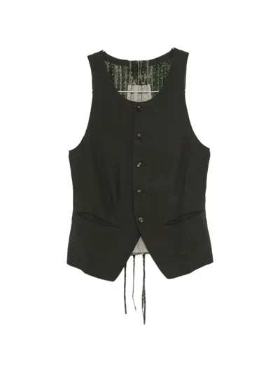 Ziggy Chen Patterned-panel Vest In Green