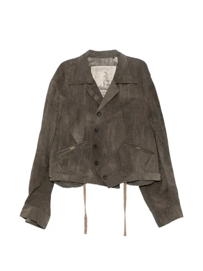 Ziggy Chen Pinstripe Jacket In Brown