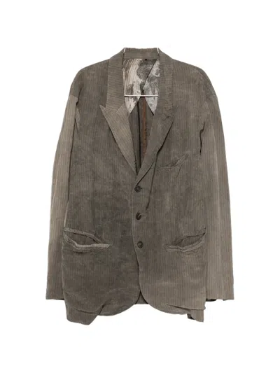 Ziggy Chen Pinstripe-pattern Single-breasted Jacket In Gray