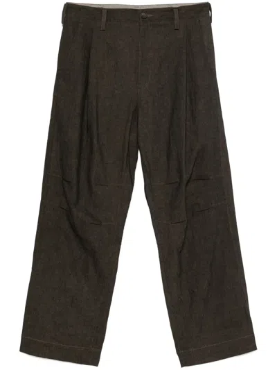Ziggy Chen Pleat-detail Trousers In Brown