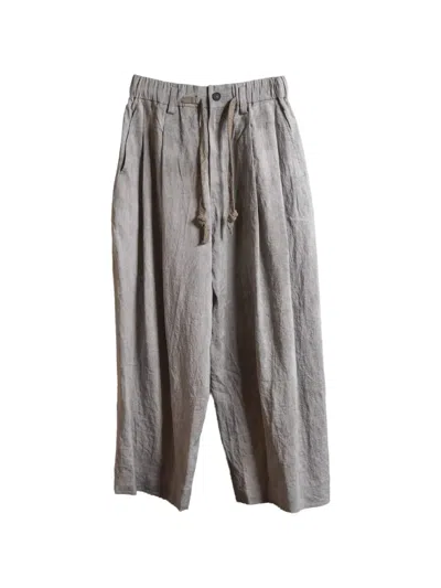 Ziggy Chen Pleated Drawstring Trousers In Gray