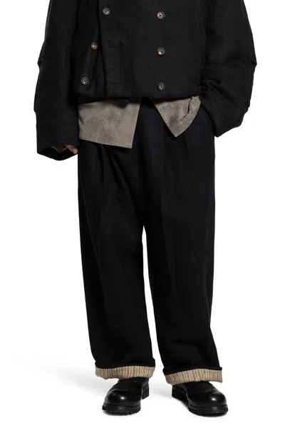 Ziggy Chen Pleated Drop Crotch Trousers In Black